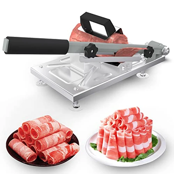 Koconic Stainless Steel Food Slicer,Manual Frozen Meat Slicer Beef and Mutton Roll Meat Cleavers Machine for Home Cooking of BBQ Hot Pot by Koconic - Used - Acceptable condition - CA$17.05