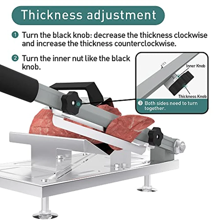 Koconic Stainless Steel Food Slicer,Manual Frozen Meat Slicer Beef and Mutton Roll Meat Cleavers Machine for Home Cooking of BBQ Hot Pot by Koconic - Image 2