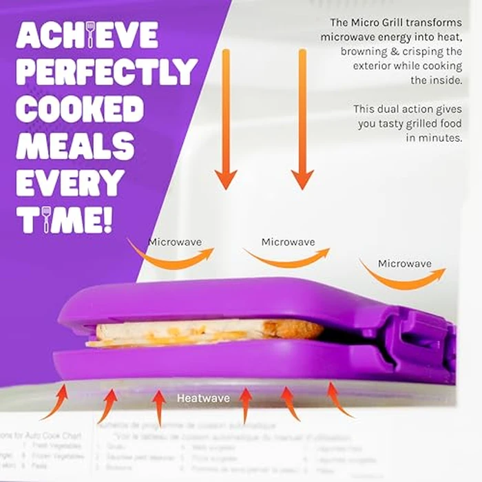 Microwave Sandwich Maker, Toaster, 4 Minute Grill, Grilled Cheese, Crispy, Toastie Maker, Panini Press, Dishwasher Safe, Microwave Grill, Office, Home, Travel & School Dorms (Purple, Regular) by Micro Grill - Image 3