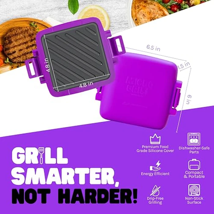 Microwave Sandwich Maker, Toaster, 4 Minute Grill, Grilled Cheese, Crispy, Toastie Maker, Panini Press, Dishwasher Safe, Microwave Grill, Office, Home, Travel & School Dorms (Purple, Regular) by Micro Grill - Image 5