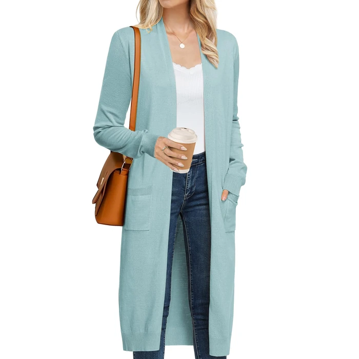 GRACE KARIN Lightweight Long Sweaters for Women Spring Summer Fashion Clothing Thin Cardigan Sweaters (Light Blue Grey,M) by GRACE KARIN - Used - Like New condition