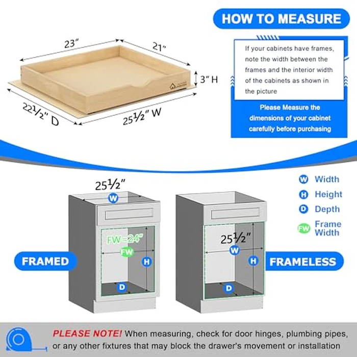 WelFurGeer Soft Close Pull Out Drawers for Cabinets, 23" W x 21" D Pull Out Cabinet Drawer with Heavy Duty Slides, Pull Out Cabinet Organizer, Cabinet Pull Out Shelves, Pull-Out Home Organizers by WelFurGeer - Image 5