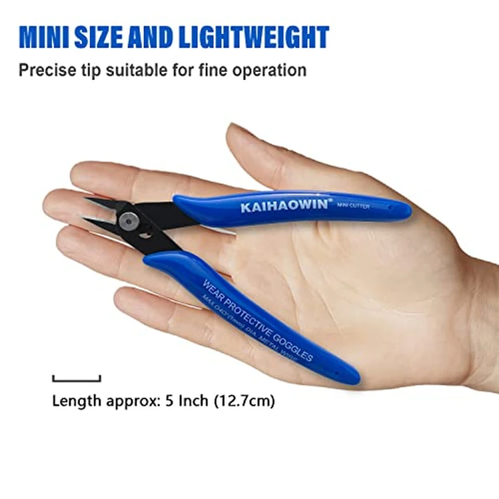 Small Wire Cutters 10 Pack- KAIHAOWIN 170 Wire Flush Cutters Wire Clippers Nippers Clean Cut Pliers Side Cutter Diagonal Cutting Pliers for Electronic Floral Heating Wire Model Sprue Soft Copper, Blue by KAIHAOWIN - Image 2