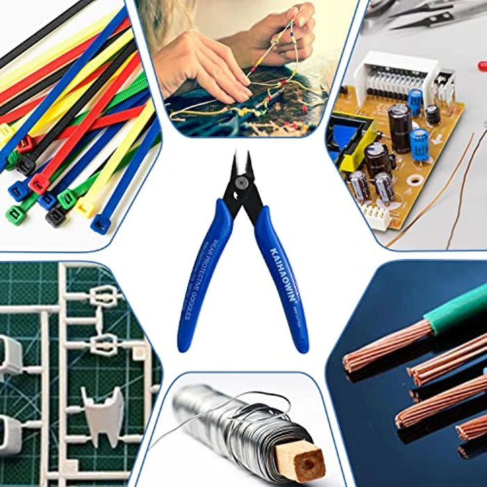 Small Wire Cutters 10 Pack- KAIHAOWIN 170 Wire Flush Cutters Wire Clippers Nippers Clean Cut Pliers Side Cutter Diagonal Cutting Pliers for Electronic Floral Heating Wire Model Sprue Soft Copper, Blue by KAIHAOWIN - Image 3