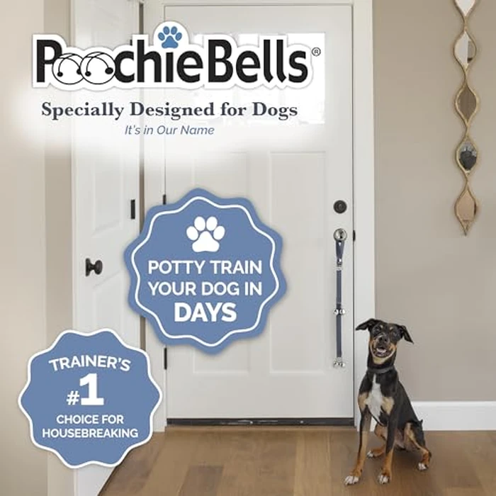 PoochieBells Dog Door Bell for Potty Training - The Original Potty Training Bells for Dogs, USA-Made Doggie Potty Bells, Easy Puppy Training, Loud, Durable Hanging Bells for Door, Solid Pewter Gray by PoochieBells - Image 3