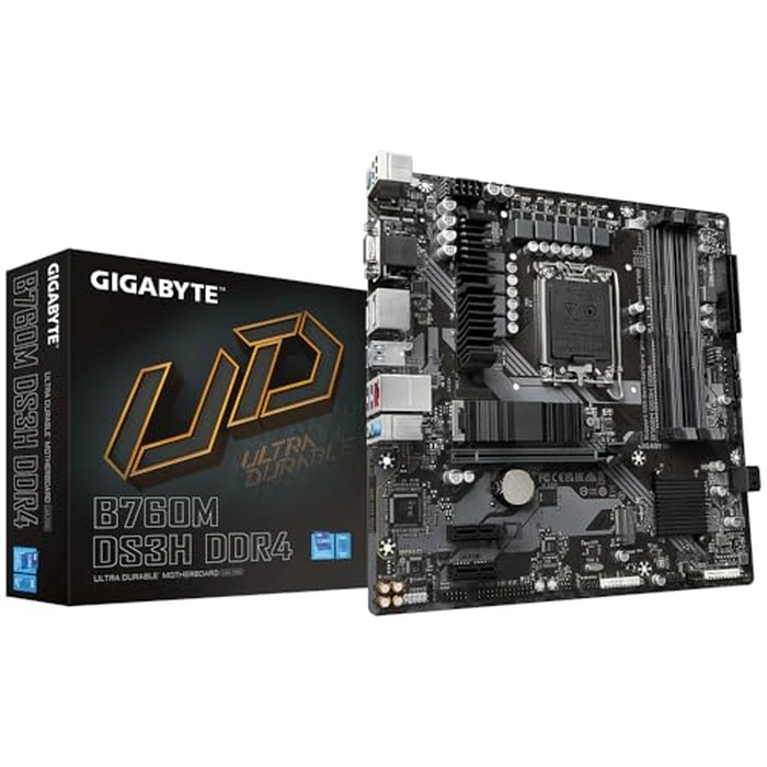 Gigabyte B760M DS3H DDR4 Motherboard - Supports Intel Core 14th Gen CPUs, 6+2+1 Phases Digital VRM, up to 5333MHz DDR4 (OC), 2xPCIe 4.0 M.2, 2.5GbE LAN, USB 3.2 Gen2 by GIGABYTE - Used - Like New condition - US$95.50