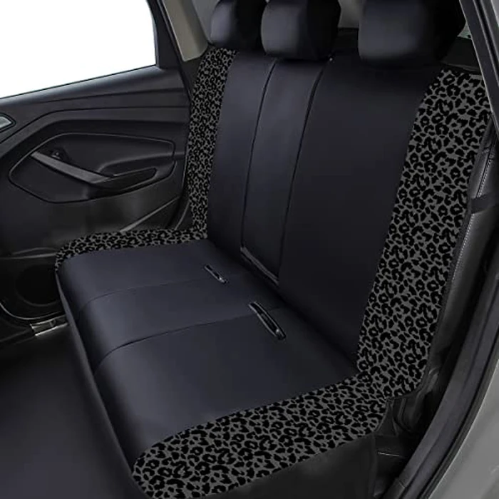 Flying Banner Carbon Fiber Leather Vehicle Seat Covers, Leopard Gray Black, Universal Fit - 8PCS by Flying Banner - Image 5