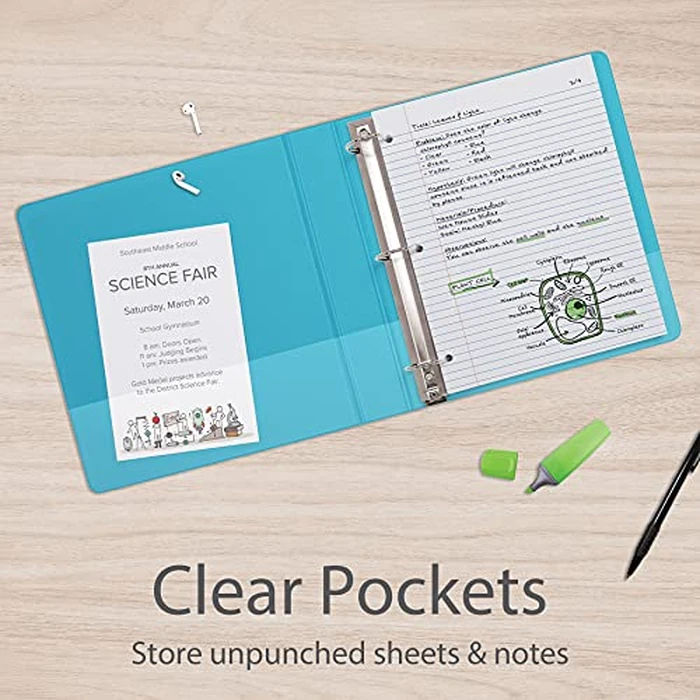 Oxford 1.5 Inch Binders, 4 Pack, 3 Ring Binder, ONE-Touch Easy Open D-Rings, Holds 375 Sheets, Non-Stick, PVC-Free, Three Ring Binders for Organization and Presentations, Assorted Colors by Oxford - Image 4