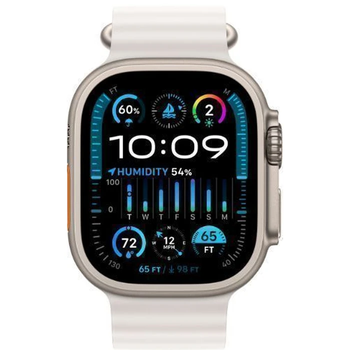 Apple Watch Ultra 2 (Cellular + GPS) - 64GB - 49mm - Titanium Titanium Case with White Rubber Ocean Band - One Size by Apple - Image 1