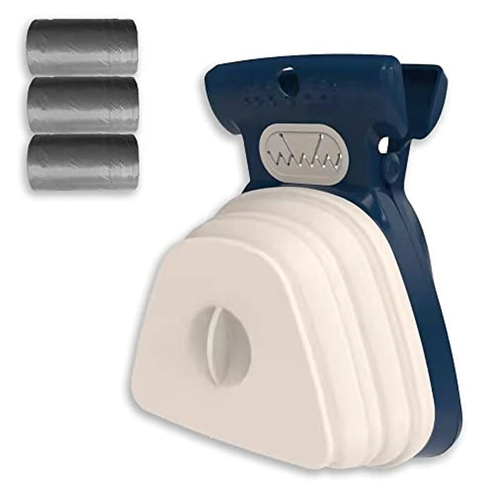 Dog Pooper Scooper, Portable Poop Scooper Handheld Size for Walking Large and Small Dogs Outside Yard or Travel Outdoors, Pup Poop Scoop with Container and 30pcs Pet Waste Bag Attachment, Blue by Jondarla - Image 1