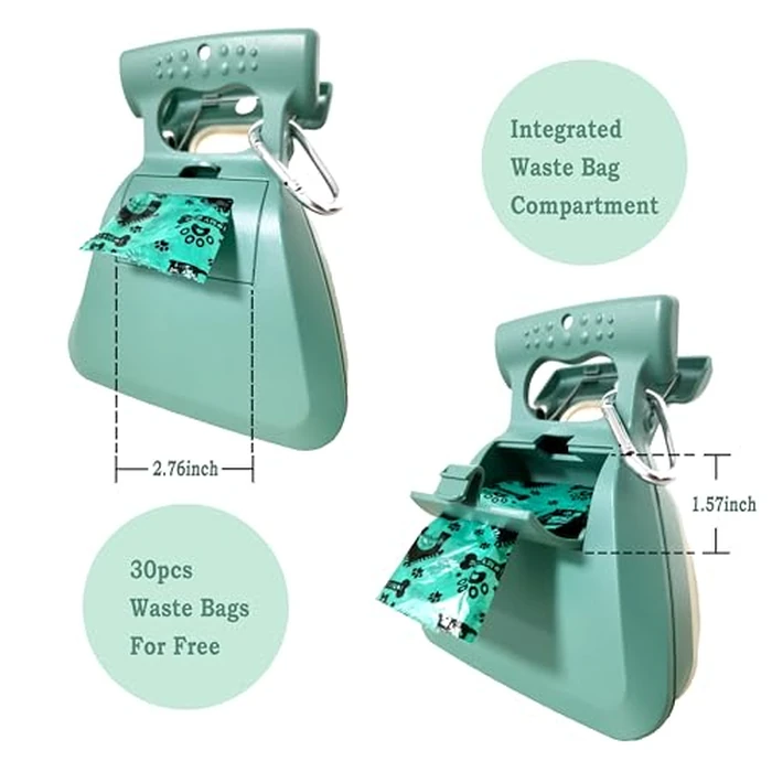 Dog Pooper Scooper, Portable Poop Scooper Handheld Size for Walking Large and Small Dogs Outside Yard or Travel Outdoors, Pup Poop Scoop with Container and 30pcs Pet Waste Bag Attachment, Blue by Jondarla - Image 3