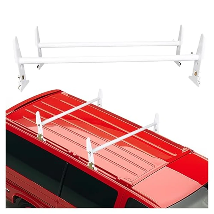 ECOTRIC Adjustable Van Roof Ladder Rack 500LBS 2 Bars for Chevy Dodge Ford GMC Express 77'' by ECOTRIC - Used - Acceptable condition - CA$52.65