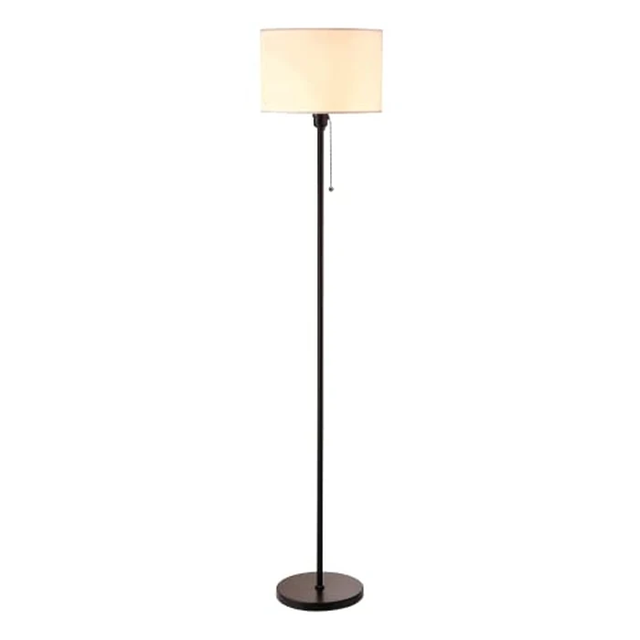 O’Bright Ted - Drum Shade Standing Lamp, Pull Chain Switch, E26 Socket, Modern Minimalist Design, Simple Floor Lamp for Living Room, Bedroom, Office, Black by O'Bright - Image 1
