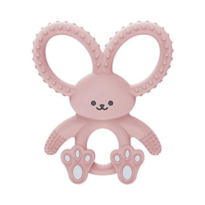 Dr. Brown's Flexees Teether, Pink Bunny, Soft 100% Silicone Baby Teether, BPA Free, 3m+, 1 Pack by Dr. Brown's - Used - Like New condition - US$8.09