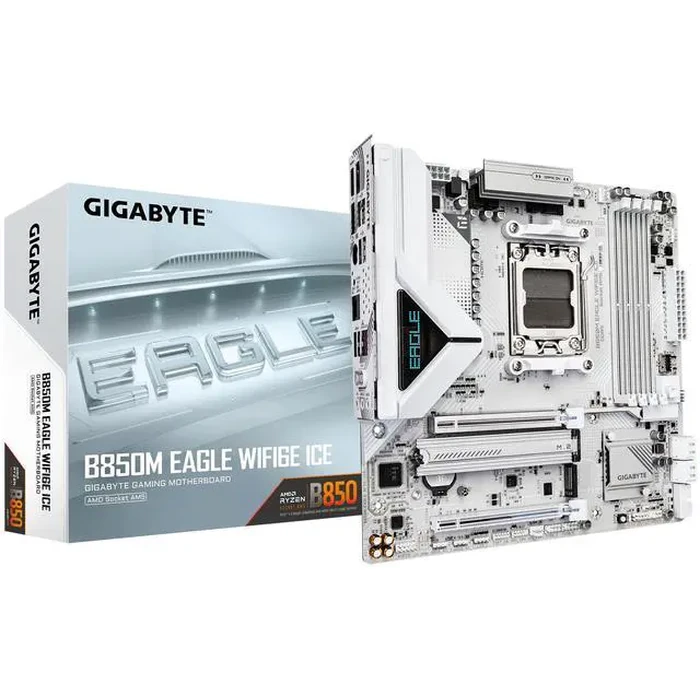 GIGABYTE B850M EAGLE WIFI6E ICE AMD AM5 Motherboard, M-ATX, DDR5, 2x M.2, PCIe 5.0, USB-C, USB 3.2 Gen 2, WIFI6E, 2.5GbE LAN, EZ-Latch, Wi-Fi EZ-Plug by GIGABYTE - Image 2