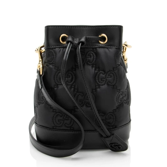 Gucci Jumbo GG Matelasse Bucket Bag - Leather - Black by Gucci - Image 1