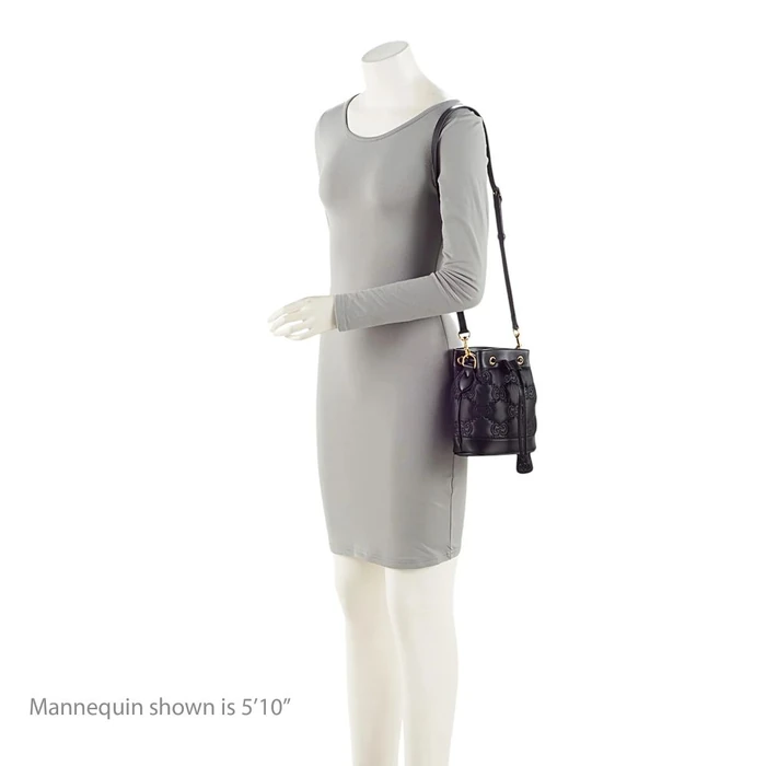 Gucci Jumbo GG Matelasse Bucket Bag - Leather - Black by Gucci - Image 5