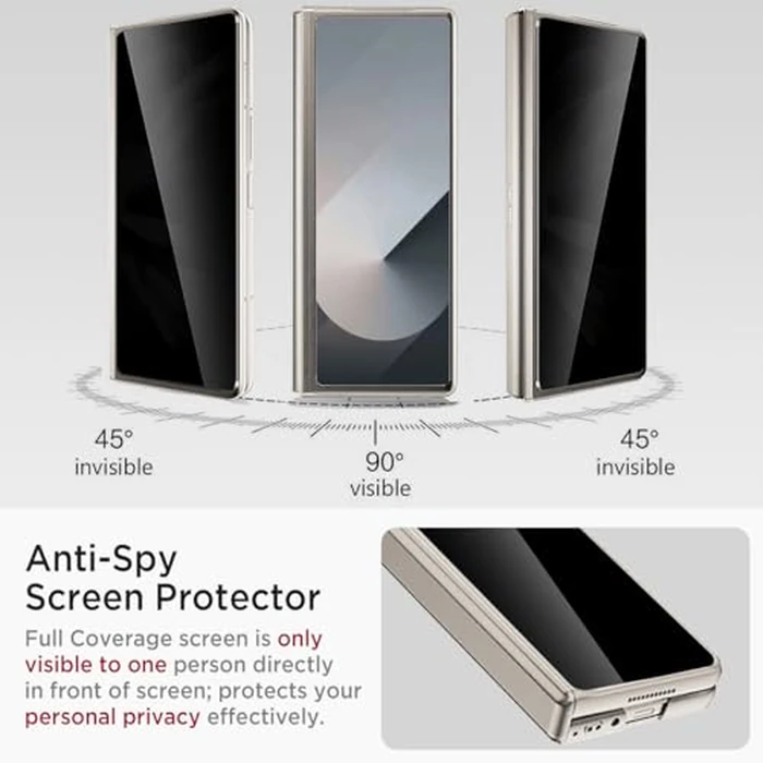 Miimall Compatible for Galaxy Fold 6 Case Cover with Privacy Screen Protector Magnetic Hinge Protector Anti-Scratch Impact Resistant All-Inclusive Protective Case for Z Fold 6 2024-Titanium Grey by Miimall - Image 3