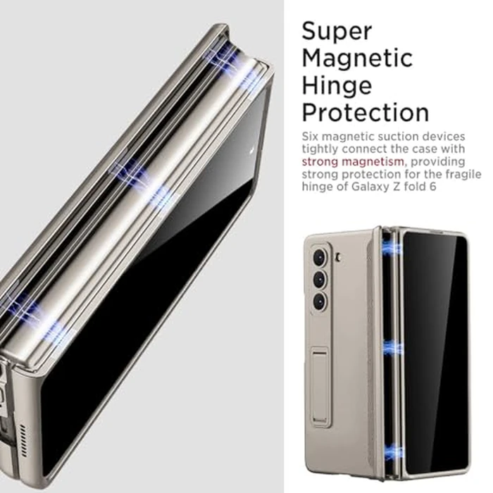 Miimall Compatible for Galaxy Fold 6 Case Cover with Privacy Screen Protector Magnetic Hinge Protector Anti-Scratch Impact Resistant All-Inclusive Protective Case for Z Fold 6 2024-Titanium Grey by Miimall - Image 5