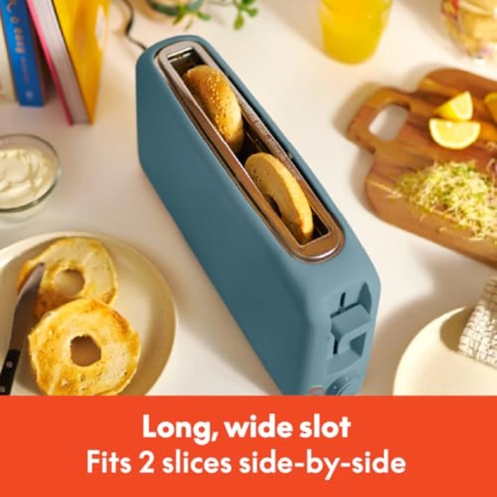 bella 2 Slice Slim Toaster, Fits-anywhere(TM) Kitchenware, 6 Setting Shade Control with Reheat & Cancel Buttons, Fits Sourdough, 10” Long Slot, Anti Jam & Auto Shutoff, 900 Watt, Surf by BELLA - Image 2