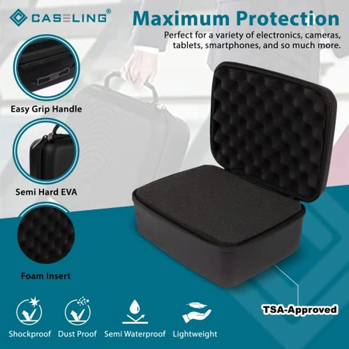 Protective Hard Case With Customizable Foam - Lightweight Hard Shell Case for Electronics, Cosmetic, Makeup & More - EVA Protection (11" x 9" x 5.5") by caseling - Image 3