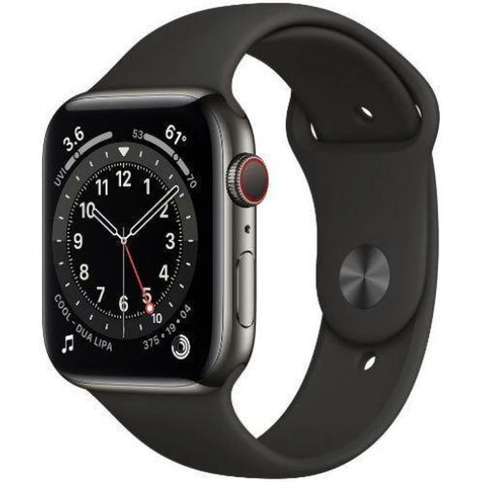 Apple Watch Series 6 (Cellular + GPS) - 32GB - 40mm - Graphite Stainless Steel Case with Black Rubber Sport Band by Apple - Image 2