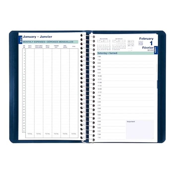 Blueline(R) 2025 Essential Daily Planner, Appointment Book, 12 Months, January to December, Spiral Binding, 8" x 5", Blue, Bilingual (C1504.82BT-25) by BLUELINE - Image 4