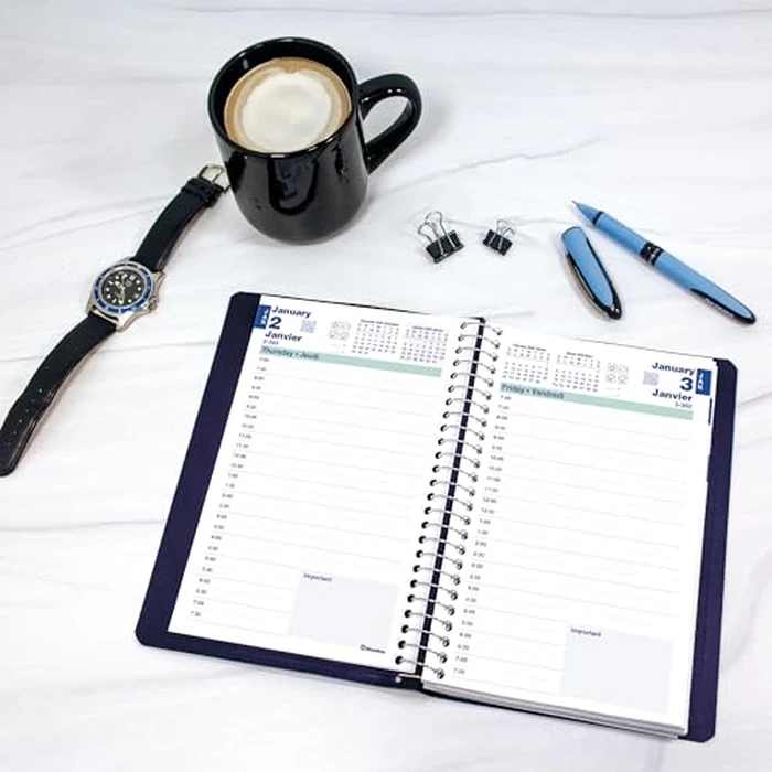 Blueline(R) 2025 Essential Daily Planner, Appointment Book, 12 Months, January to December, Spiral Binding, 8" x 5", Blue, Bilingual (C1504.82BT-25) by BLUELINE - Image 7