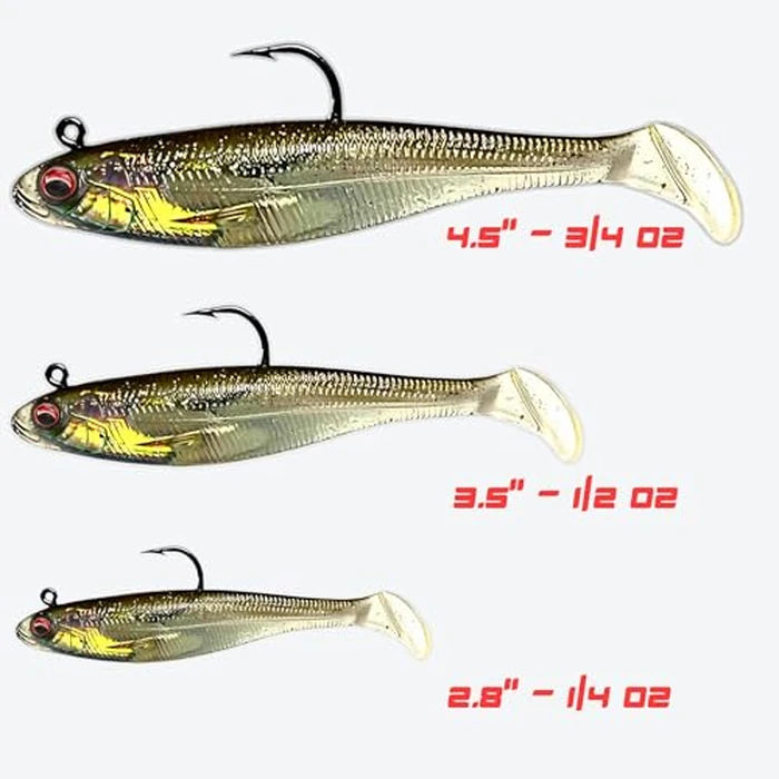 USA Bass Tackle Patriot Shad - Scent Infused Paddle Tail Swimbaits Pre Rigged Fishing Lures Premium Bait with Strong Owner Hook, Fishing Gear for Bass Freshwater Predator Fish - Super Shad by U.S.A. Bass Tackle - Image 5