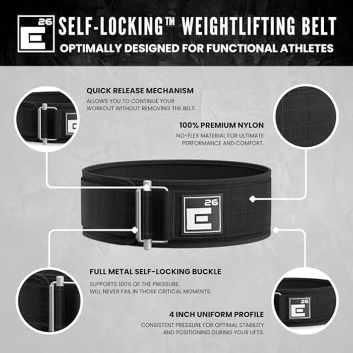 Element 26 Self-Locking Weight Lifting Belt Premium Weightlifting Belt for Serious Functional Fitness,Olympic Lifting Athletes Lifting Support Deadlift Training Belt (XX-Large,Black),W6-YIZK-KIY9-$P by Element 26 - Image 3