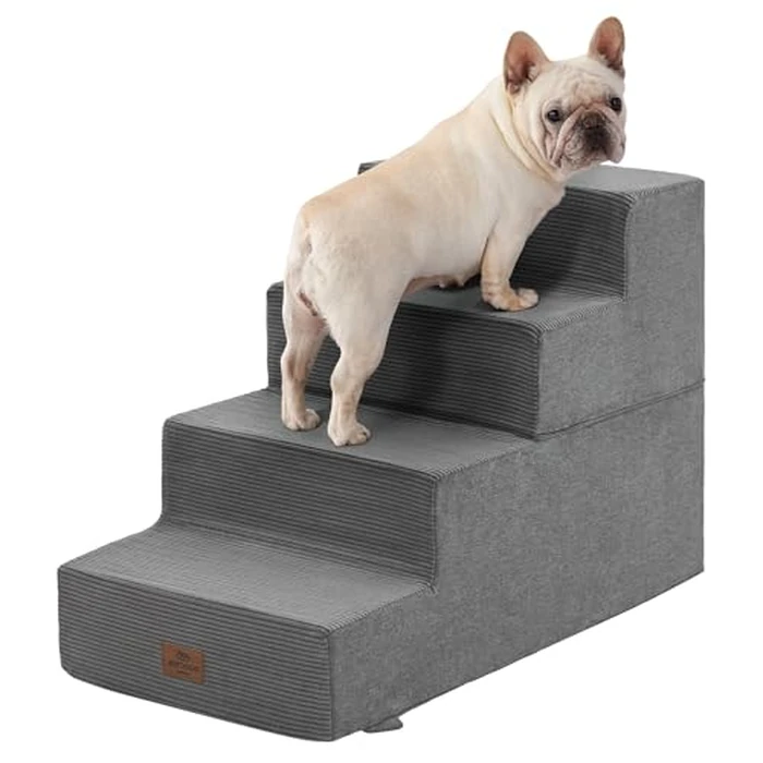 Joydeco Dog Stairs for Bed 20" H, 4-Step Pet Steps for Small Dogs and Cats, Dog Steps for High Bed, Non-Slip Balanced Ramp Indoor Pet Stairs, Gray by Joydeco - Used - Very Good condition