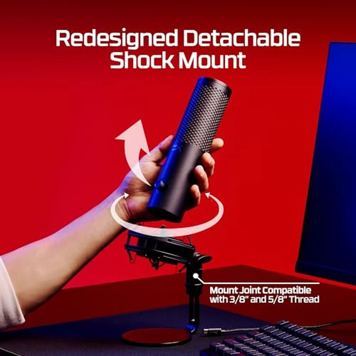 HyperX QuadCast 2 S - USB Microphone, with RGB Lighting, Streaming and Podcasting, with On-Board Controls, LED Lighting, Removable Shock Mount, PC, Mac, USB-C - Black by HyperX - Image 5