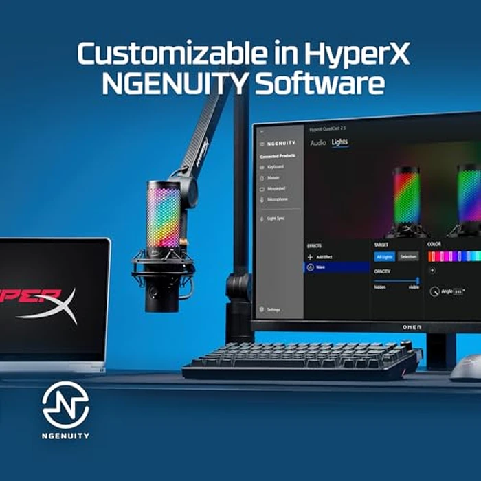 HyperX QuadCast 2 S - USB Microphone, with RGB Lighting, Streaming and Podcasting, with On-Board Controls, LED Lighting, Removable Shock Mount, PC, Mac, USB-C - Black by HyperX - Image 8