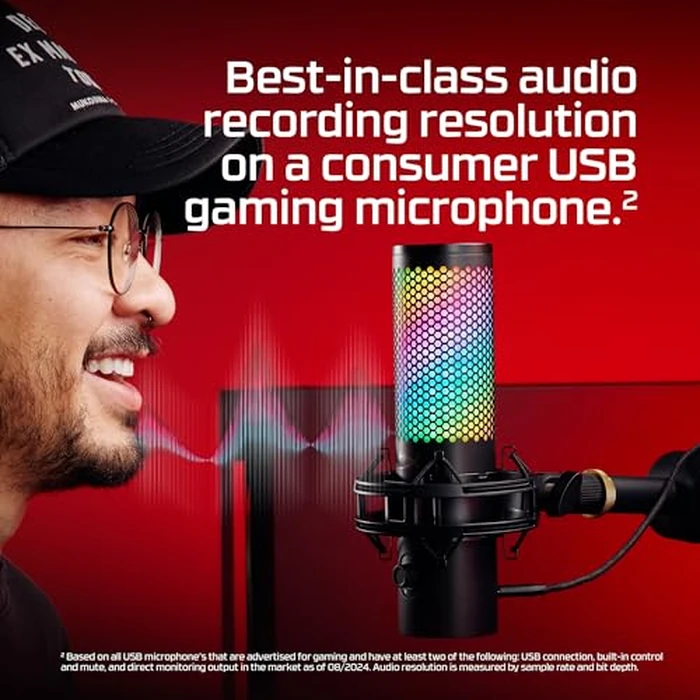 HyperX QuadCast 2 S - USB Microphone, with RGB Lighting, Streaming and Podcasting, with On-Board Controls, LED Lighting, Removable Shock Mount, PC, Mac, USB-C - Black by HyperX - Image 9