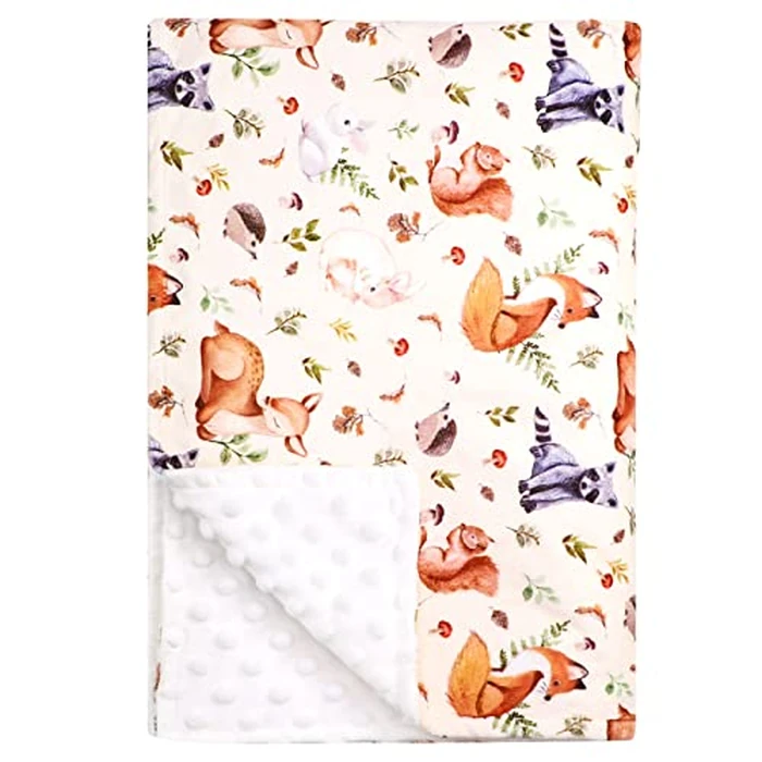 Baby Blanket for Boys Girls Double Layer Soft Plush Toddler Blanket with Dotted Backing, Fox Newborn Blanket for Nursery Stroller Crib Receiving Blanket Infant Unisex, Woodland 30 x 40 in by Jundetye - Used - Very Good condition