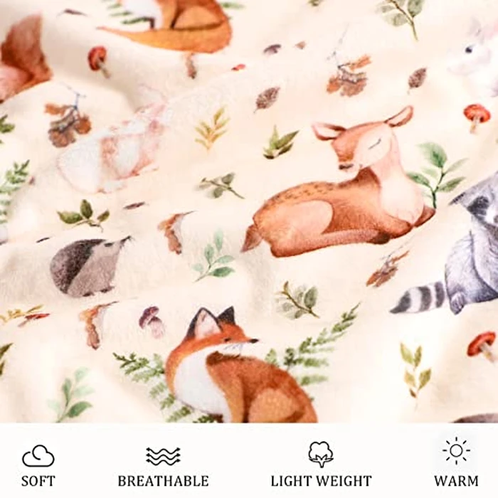 Baby Blanket for Boys Girls Double Layer Soft Plush Toddler Blanket with Dotted Backing, Fox Newborn Blanket for Nursery Stroller Crib Receiving Blanket Infant Unisex, Woodland 30 x 40 in by Jundetye - Image 3