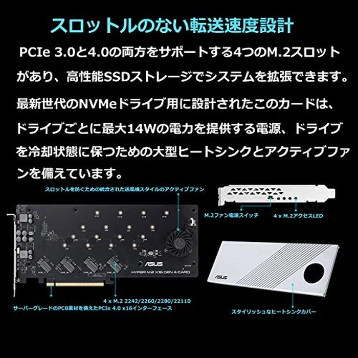 ASUS Hyper M.2 X16 PCIe 4.0 X4 Expansion Card Supports 4 NVMe M.2 (2242/2260/2280/22110) up to 256Gbps for AMD 3rd Ryzen sTRX40, AM4 Socket and Intel VROC NVMe Raid by ASUS - Image 3
