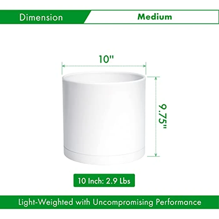 D'vine Dev 10 Inch Plastic Planter Pots for Plant Pot with Drainage Hole and Seamless Saucers, White Color, 74-X-A-2 by D'vine Dev - Image 2