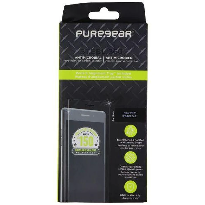 PureGear Steel 360 Tempered Glass Screen Protector for iPhone 13 Mini - Clear by PureGear - Refurbished - Brand New condition - US$13.43
