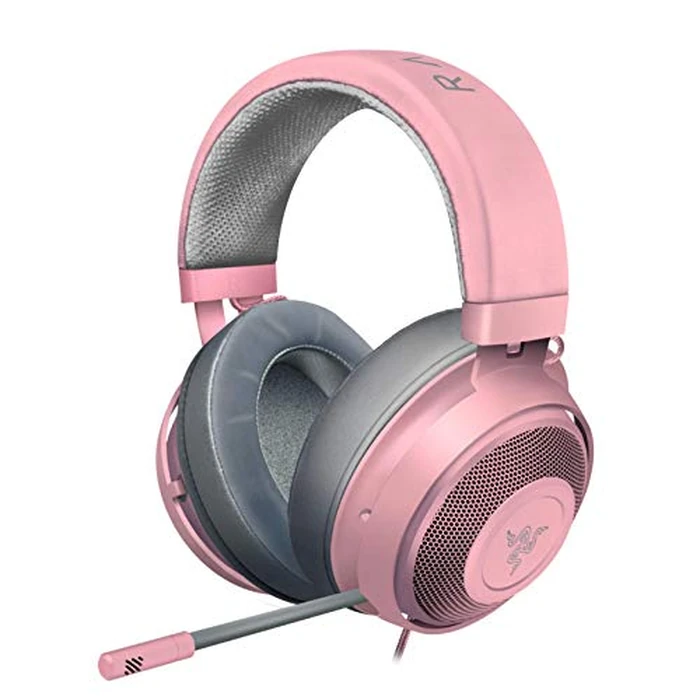 Razer Kraken Gaming Headset: Lightweight Aluminum Frame, Retractable Noise Isolating Microphone, For PC, PS4, PS5, Switch, Xbox One, Xbox Series X & S, Mobile, 3.5 mm Audio Jack - Quartz Pink by Razer - Used - Very Good condition