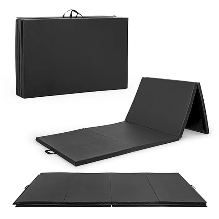 CAP Barbell Folding Exercise Mat - Durable, Anti-Tear, Thick Padding for Fitness, Aerobics, Gymnastics & Home Workouts. 10' x 4' x 2" thick BLACK 10P Free by CAP Barbell - Image 1