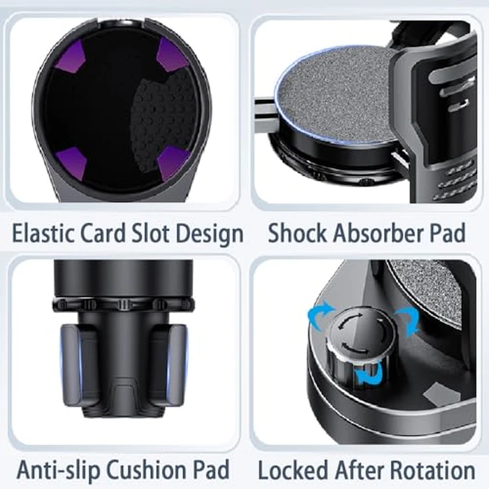 Upgrade Dual Cup Holder Expander, 2 in 1 Multifunction Cup Holder for Car with Lock, 360 degrees Rotating Car Cup Drink Holder with Adjustable Base, Cupholder Expander for Large Water Bottles, Cups by HoneTeek - Image 2