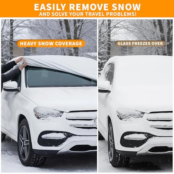 KDSPAROS Half Car Cover for Windshield Ice & Snow - Windshield Snow Cover with Hail Protector, All-Weather Car Cover Fit for Cars & SUVs with Reflective Straps by KDSPAROS - Image 4