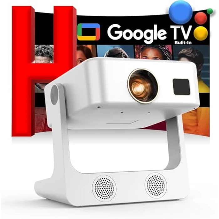 [Google TV/2000 ANSI/Voice Control/Built-in Apps] Outdoor Projector-4K with WiFi and Bluetooth: Portable-Movie-Smart-Projector, Sovboi 1080P 180 degrees Stand Home-Ceiling-Proyector Compatible with Netflix by Sovboi - Used - Like New condition - US$218.96