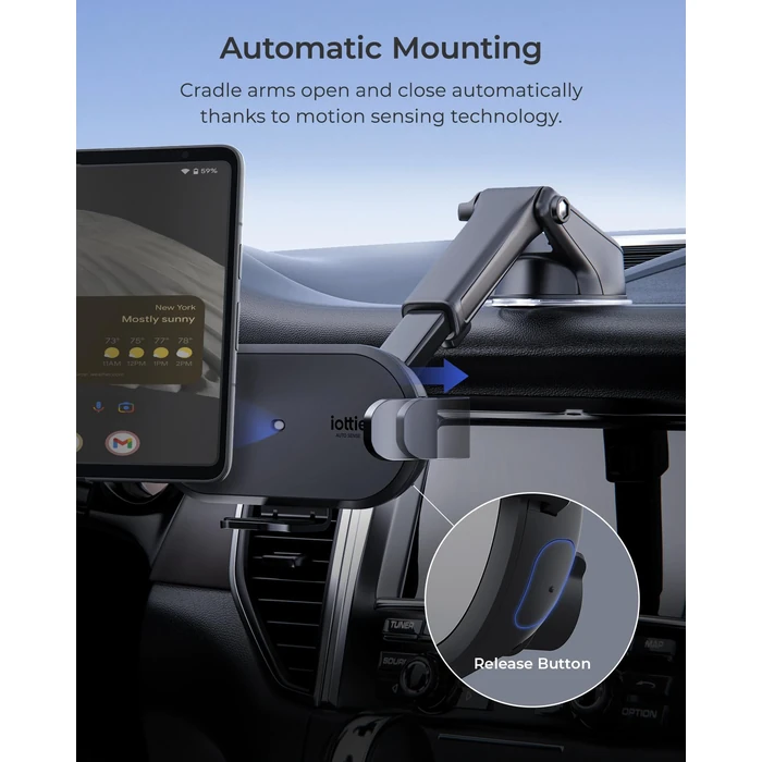iOttie Auto Sense 2 Fold Qi Wireless Car Charger -Wireless Charging Automatic Clamping Dashboard Car Phone Mount for Google Pixel Fold, Galaxy Z Fold 4, Galaxy Z Flip 4, Other Foldable Smartphones by iOttie - Image 2