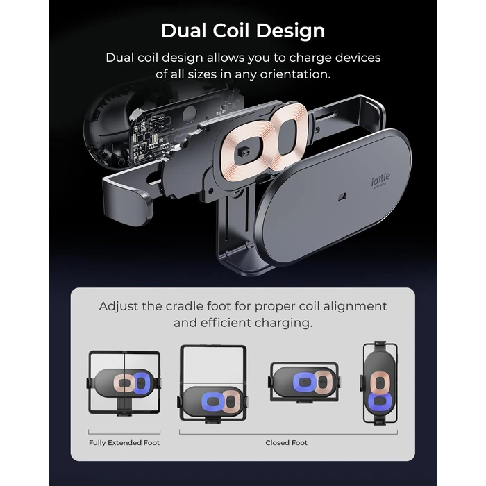 iOttie Auto Sense 2 Fold Qi Wireless Car Charger -Wireless Charging Automatic Clamping Dashboard Car Phone Mount for Google Pixel Fold, Galaxy Z Fold 4, Galaxy Z Flip 4, Other Foldable Smartphones by iOttie - Image 4