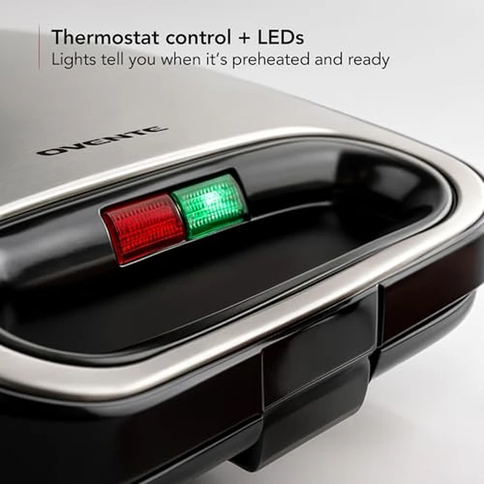 OVENTE Electric Sandwich Maker with Non-Stick Plates, Indicator Lights, Cool Touch Handle, Easy to Clean and Store, Perfect for Cooking Breakfast, Grilled Cheese, Tuna Melts and Snacks, Black GPS401B by OVENTE - Image 5