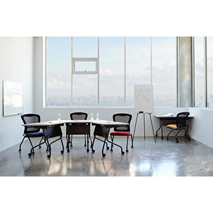 Office Star Deluxe Breathable ProGrid Back Armless Folding Chair 2-Pack with Rolling Casters and Titanium Finish Frame, Coal FreeFlex by Office Star Products - Used - Good condition - US$100.35