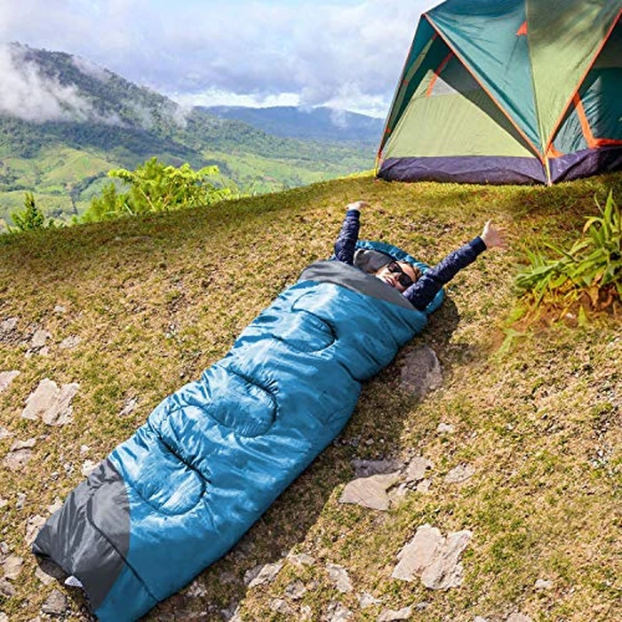 tuphen- Sleeping Bags for Adults Kids Boys Girls Backpacking Hiking Camping Cotton Liner, Cold Warm Weather 4 Seasons (Winter, Fall, Spring, Summer), Indoor Outdoor Use, Lightweight & Waterproof (Sky Blue Grey,Single) by tuphen - Image 4
