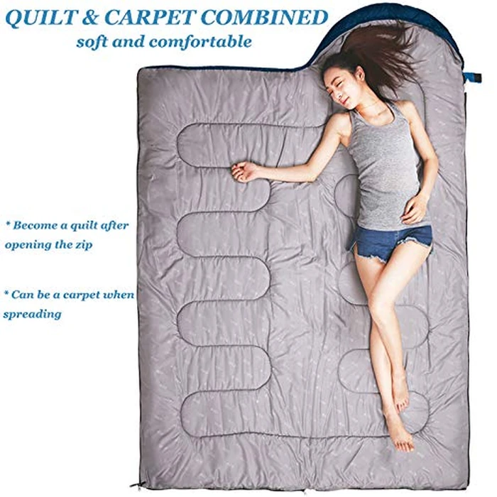 tuphen- Sleeping Bags for Adults Kids Boys Girls Backpacking Hiking Camping Cotton Liner, Cold Warm Weather 4 Seasons (Winter, Fall, Spring, Summer), Indoor Outdoor Use, Lightweight & Waterproof (Sky Blue Grey,Single) by tuphen - Image 5